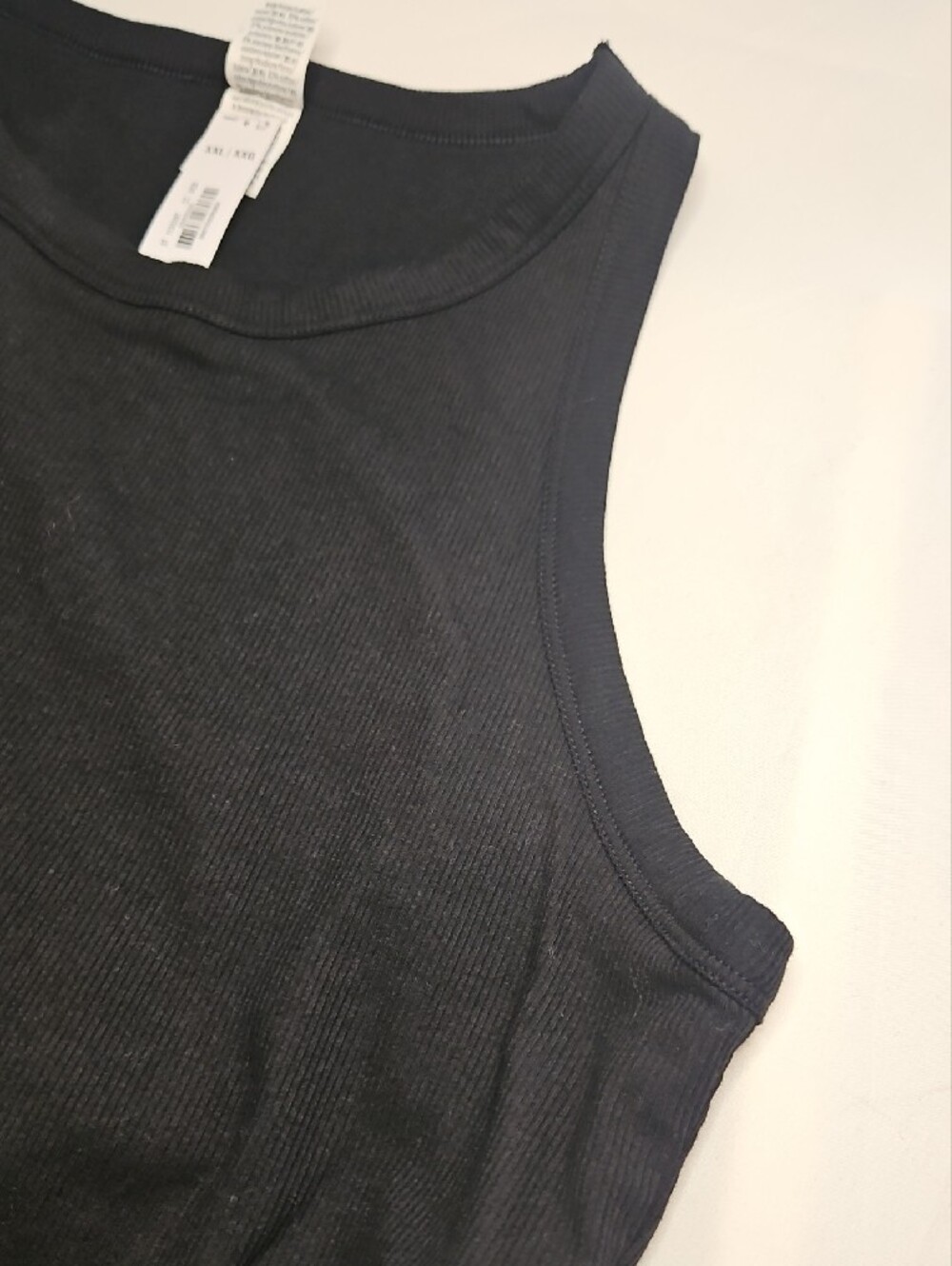 PINK Victoria's Secret Black Ribbed Cropped Tank w/ Shelf Bra XXL NWT - Picture 4 of 9